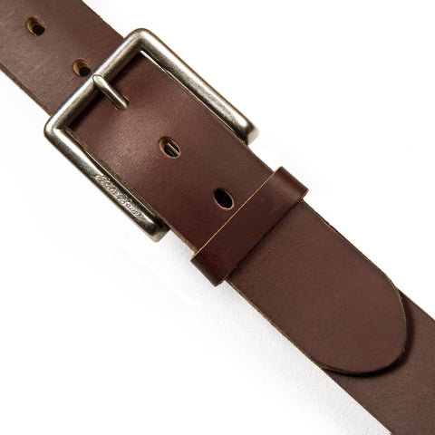 Rugged Harness Leather Belt With Reinforced Holes And Durable Buckle Hand Tacked Construction In Rich Brown XL Size For Everyday Wear And Long Lasting Style