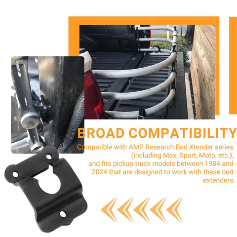 Heavy Duty Truck Bed Mounting Bracket Kit For BedXtender Extender Fence showing secure pole support installation.