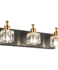 Modern Black LED Vanity Light Over Mirror With Adjustable Crystal Glass Shades 3 Light Bath Wall Fixture Waterproof Matte Black Frame