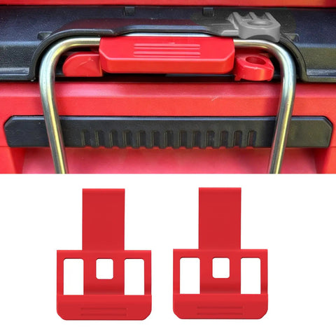 Bulletproof Two Pack Replacement Latch For Milwaukee Packout Drawer Toolbox on toolbox, showing smooth closing upgrade in red PETG plastic.