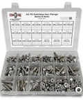 All In One Stainless Steel Hex Flange Screws Bolts Nuts Kit With 232 Pieces M6 M8 M10 Coarse Thread A2-70 Grade in plastic box