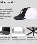 Breathable Washed Distressed Low Profile Trucker Hat with adjustable snapback and classic curved brim, side view