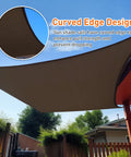 11 By 17 Foot Mocha Sun Shade Sail Rectangle Canopy Shade Cloth UV Resistant Patio Pergola Cover HDPE with Curved Edge Design