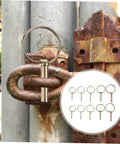 10 Piece Heavy Duty Lynch Pin Fastener Set For Trailers Trucks And Mowers, Spring Loaded Shaft Locking Pins on rusty gate latch