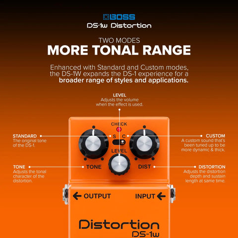 Ds-1W Special Edition Waza Craft Distortion Pedal With Two Modes Delivers Classic Crunch And Modern Sizzle For Electric Guitar diagram
