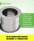 Adjustable 6 Inch Wall Thimble For Double Wall Chimney Pipe Featuring An Eight Inch Inner Flange handles walls four to nine inches thick, stainless steel construction.