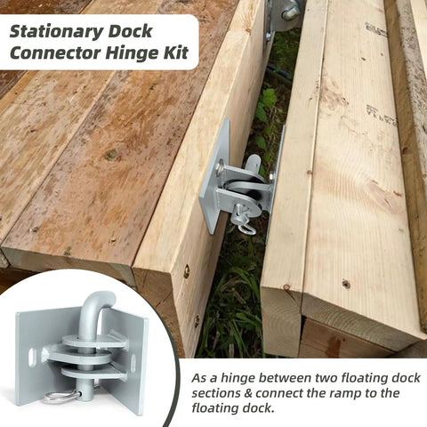 Heavy Duty Floating Dock Hinge Kit With Male And Female Brackets And Hinge Pin, Marine Grade Steel Backer Plate, Rustproof Dock Connector Hardware For Stable Waterfront Ramps