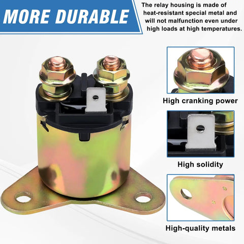 Heavy Duty Starter Solenoid Relay For Predator 420cc And Honda GX Series Engines shown with copper coil and silver contacts