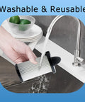Person rinsing a Top Tier Four Pack Hepa Pre Motor Filter Set Compatible With Eye Vac And Neo Vac at a kitchen sink.