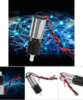 Garosa 6mm geared motor four-view collage with red/black wires, metal housing and white shaft