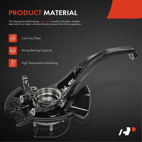 Front Left Steering Knuckle And Wheel Bearing Hub Assembly For Hyundai Sonata 2008 2009 2010 Driver Side Replacement Beefed Up Front End Part With Dust Shield made of cast iron steel with high temperature hardening and strong bearing capacity.