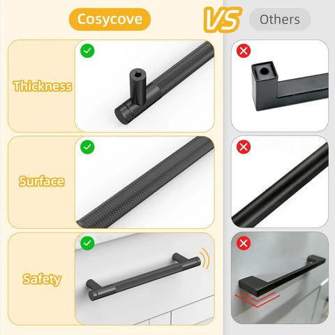 Comparison of Cosycove and other Champagne Bronze Knurled Kitchen Cabinet Pull Handles Set Of 10 For Cupboards And Drawers.