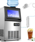 Heavy Duty Beast Mode Commercial Ice Maker 110 lbs per day under counter or freestanding with 22 lb storage, shown with water inlet setup