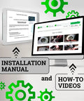 Installation manual and how-to videos for Remanufactured Blower Motor Ecm X13 3/4 Hp displayed on tablet and monitor.