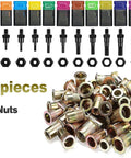 125 rivet nuts, 13 mandrels displayed for 16 Inch Hand Rivet Nut Tool Kit With 13 Mandrels And 125 Rivet Nuts Pro Grade Setter