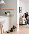 Top Shelf 4 Pack Clear Wall Corner Protectors 48 Inch Long Transparent PVC Edge Guards in a kitchen, protecting corners from impact.