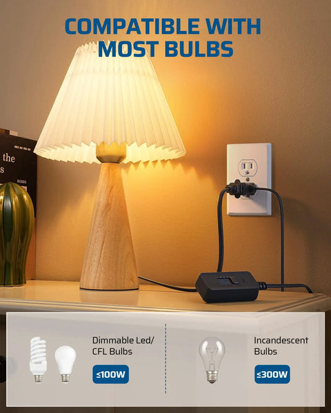 Plug In Dimmer Switch For Lamps With Full Range Slide Control Dimmable LED CFL And Incandescent Compatibility in use