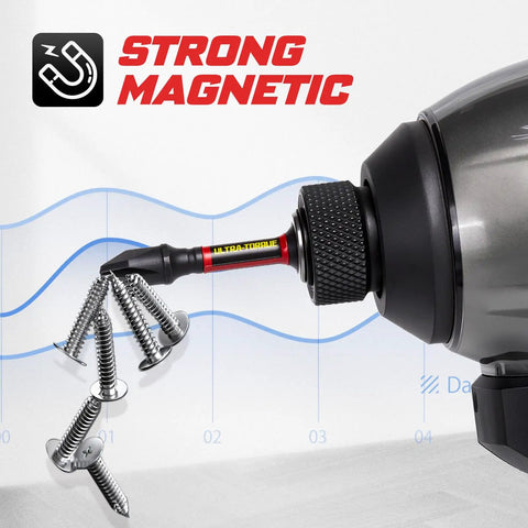 82 Piece Impact Screwdriver Bits Set With Magnetic S2 Steel Bits showing strong magnetic feature with screws attached