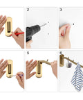 Installation steps for Heavy Duty Wall Mount Clothes Hanger Rack With Swing Arm 5 Gold Hooks in laundry room setup
