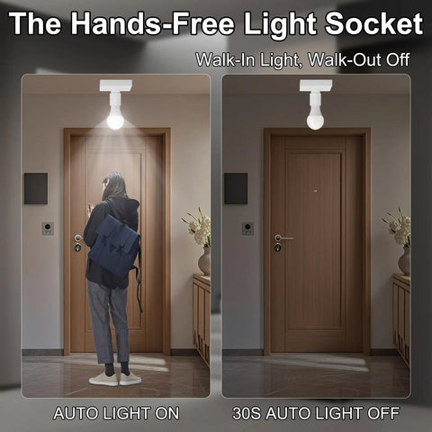 E26 E27 Motion Sensor Light Socket in porch automatic on with person, and off after exit in home entrance.
