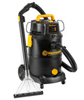 Beast Mode 8 Gallon Wet Dry Vacuum with External Detergent Tank and Remote Control, shown with hose and detergent attachment