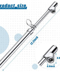 Dual-head tire pressure gauge, silver chrome, 12.2-inch length for auto, truck, and RV use.