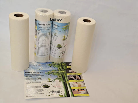 Go To Reusable Bamboo Paper Towels 4 Rolls 80 Sheets Heavy Duty Machine Washable displayed with packaging