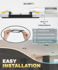 Easy installation steps for Six Pack 6 Inch Ultra Thin LED Recessed Lighting With Five CCTs Selectable shown with hands fitting light