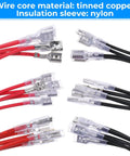 30 Piece Spade Crimp Terminal Kit With Insulating Sleeves And 20cm Wires In Red Black 2.8mm 4.8mm And 6.3mm Female Quick Splice Connectors
