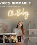 Oh Baby Neon Sign Dimmable LED Neon Light For Baby Shower And Gender Reveal Backdrop Large 23.2 By 11.8 Inches Warm White Glow