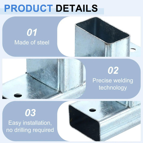 3 Way Gazebo Brackets Kit T Shaped Post Base For 1.67 Inch By 0.89 Inch Lumber Outdoor Patio Gazebo And Log Cabins DIY 2 Pack Galvanized Steel For Weatherproof Strength And Easy Installation