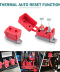 Two Pack 30A DC Circuit Breaker With Auto Reset For 12V And 24V Systems, Thermal Overcurrent Protection, Rugged Auto Reset Design, Easy Install With 10 32 Terminal Block, Perfect For Auto Marine RV Wiring And Power Circuits, red breaker with BAT and AUX terminals