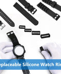 6 Pack Watch Band Keepers Silicone Retainer Rings For 16mm, 18mm, 20mm, 22mm, 24mm, 26mm Straps Replacement Fasteners For Smart Sport Watches