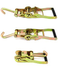 Ratchet Tie Down Straps With Long J Hooks 2 Inch Heavy Duty 4 Pack For Cargo Truck Security And Secure Hauling 10,000 Lb Break Strength 3,333 Lb Working Load shown in detail