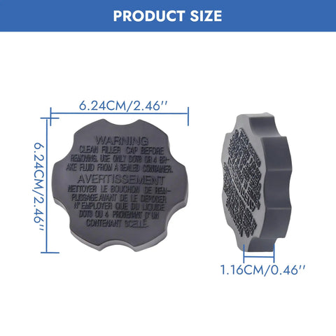 Hyundai And Kia Brake Master Cylinder Reservoir Cap Replacement dimensions and side view