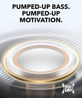 Close-up of Sport X20 True Wireless Workout Earbuds speaker with BassUp technology, showing circular design for deep bass.