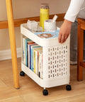Hella Roomy Rolling Storage Organizer Cart With Smooth Plastic Shelves And Sturdy Rubber Wheels Sweet Beige Utility Shelf Rack for books and stationery.