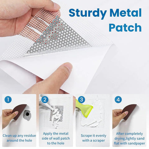 Three Pack Drywall Patch Repair Kit For Holes And Cracks, Spackle Paste Included, metal patch application steps