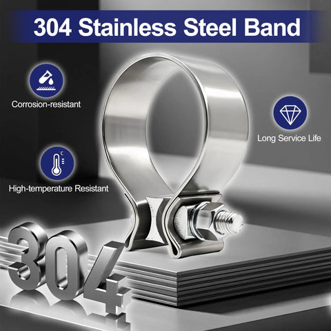 2.5 Inch Exhaust Clamp Narrow Band Stainless Steel 304 Muffler Clamp corrosion-resistant high-temperature resistant