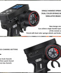 8 Channel 2.4GHz RC Transmitter With Receiver pictured with single hand operation, dual color wheel, adjustable grip