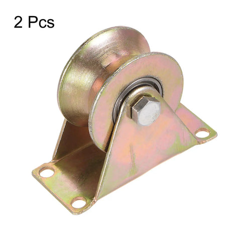 2 Pack U Groove Caster Wheels With Brackets Two Point Two Inch Wheel Diameter Beefy 300kg Capacity Per Wheel For Inverted Track And Sliding Gate Systems Built Tough Gate Hardware Set For Industrial Machines