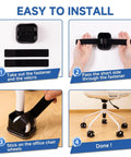 Installation steps of Five Pack Office Chair Caster Pads With Felt Backing For Scratch Prevention And Quiet Rolling.