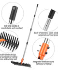 Heavy Duty Metal Thatch Rake For Lawn Care 15 Inch Wide Dethatcher With Sturdy Handle features and parts close-up