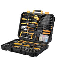 Must-Have All-In-One 198 Piece Home Repair Tool Kit With Plastic Toolbox featuring wrenches, screwdrivers, pliers, Allen keys.