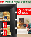 Image of Beefy 3.4 Cu Ft Water And Fireproof Home Safe With Digital Keypad And Back Up Key Dual Anti Pry Locking System showing tamper-proof locking bolts.