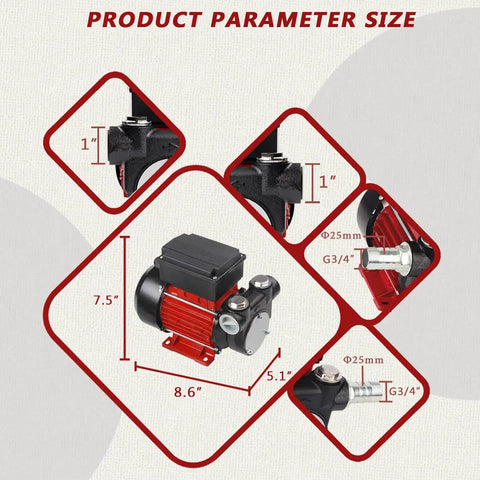 Badass 110V Electric Self Priming Diesel Fuel Transfer Pump with measurements 8.6" x 7.5" x 5.1" for quick garage tasks.