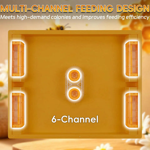 Top view of 6-channel Two Pack 10 Frame Beehive Top Feeder for Langstroth Hives, featuring durable ABS and acrylic design.