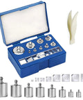 17 Piece Digital Scale Calibration Weights Set From 10 Mg To 100 G With 45 Steel Chrome Plated Weights In Blue Case For Precise Readings And Rock Solid Home Lab Calibration, open case with weights