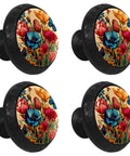 Colorful Flower And Butterfly Crystal Glass Cabinet Knobs Set Of 4 for dresser drawers cupboards wardrobes doors