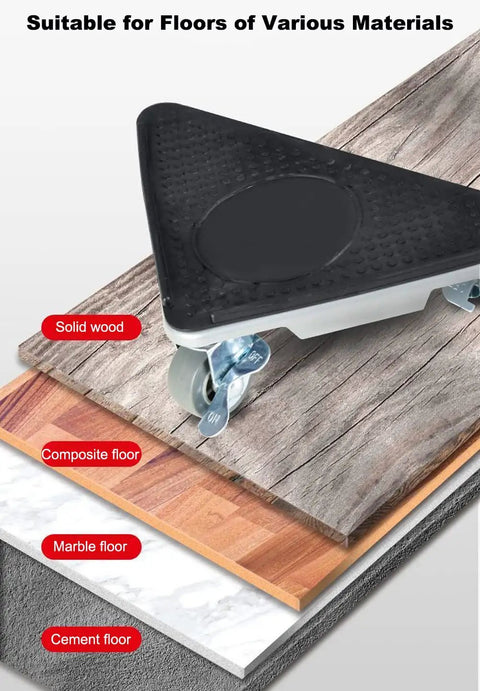Heavy Duty Lifter Furniture Sliders For Hardwood Floors And Appliances 360 Degree Universal Wheels on different floor types